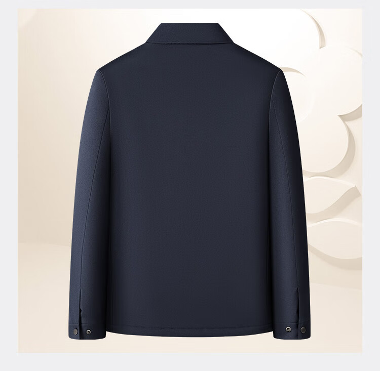 MONTAGUT Men's Winter Wool Jacket Cotton Coat Turn-down Collar Middle-aged Business Warm Cotton-padded Coat Navy Blue Size 50 7