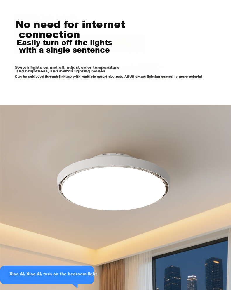 HSOS AI Voice-Controlled Smart Invisible Fan Light for Bedroom And Dining Room, Ceiling-Mounted Quiet Variable-Speed Electric Fan Pendant Light 27