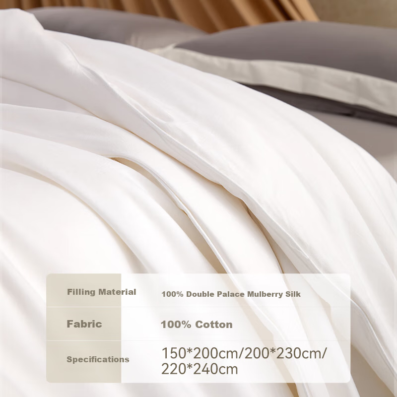 SILKUEEN [Xingyan] 100% Mulberry Silk Comforter Core, Summer Cool Air Conditioning Thin Quilt, Silk Weight 500g, 200*230cm [White]