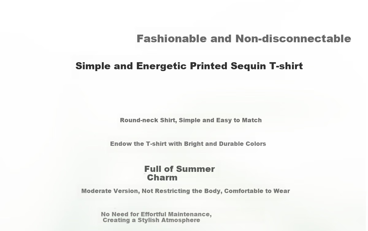 Chushen Summer Short-Sleeve T-Shirt for Women, Fashionable Round Neck, Heavy Embroidery with Sequins, Casual Top S52T029 16