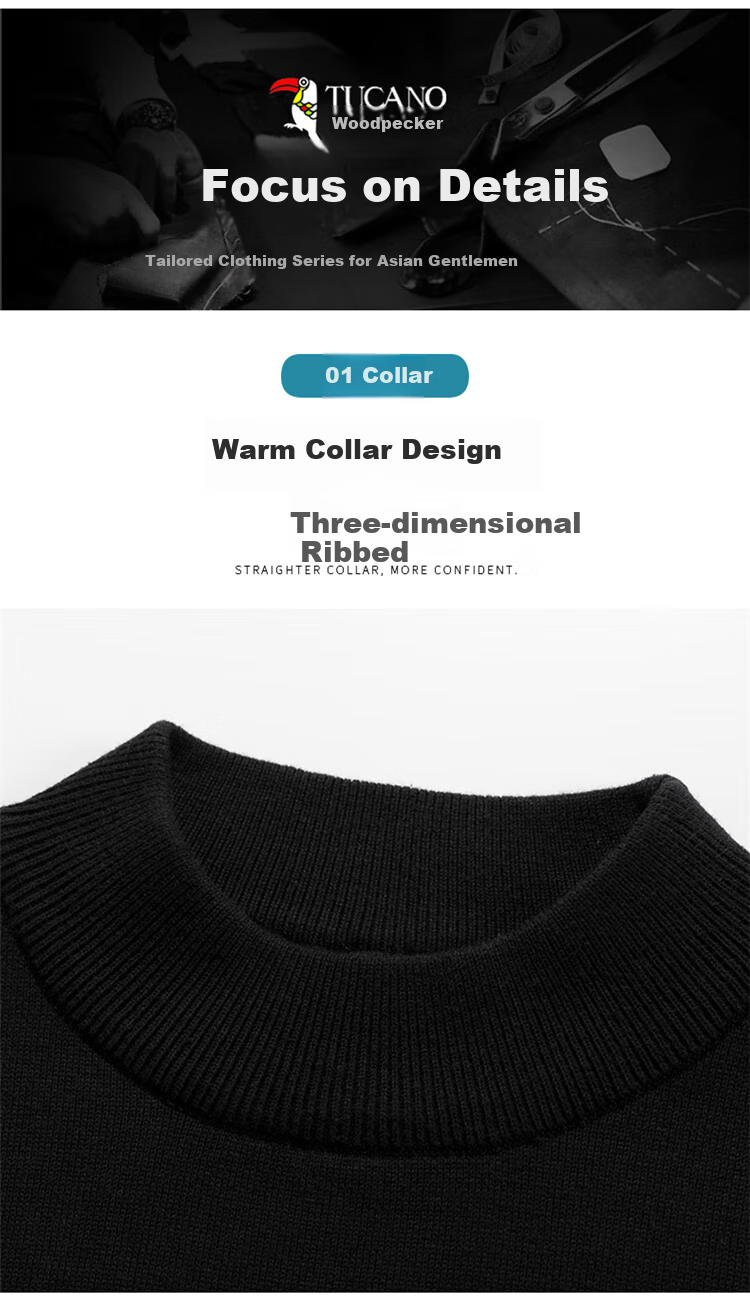 TUCANO Mock Neck Sweater for Men, Fashionable Simple Knit Pullover, Comfortable Warm Versatile Men's Top Base Layer, White L 2