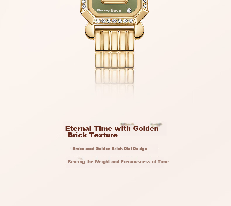 Davena Small Gold Brick Watch for Women, Small Dial Luxury Niche Birthday Gift for Girlfriend, Gold with Green Face 10