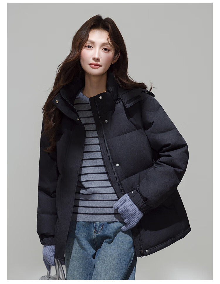 Yalu Women's Short Down Jacket 2026 Winter New Removable Hood Far-Infrared Heat Retention Warm Coat for Petite 32