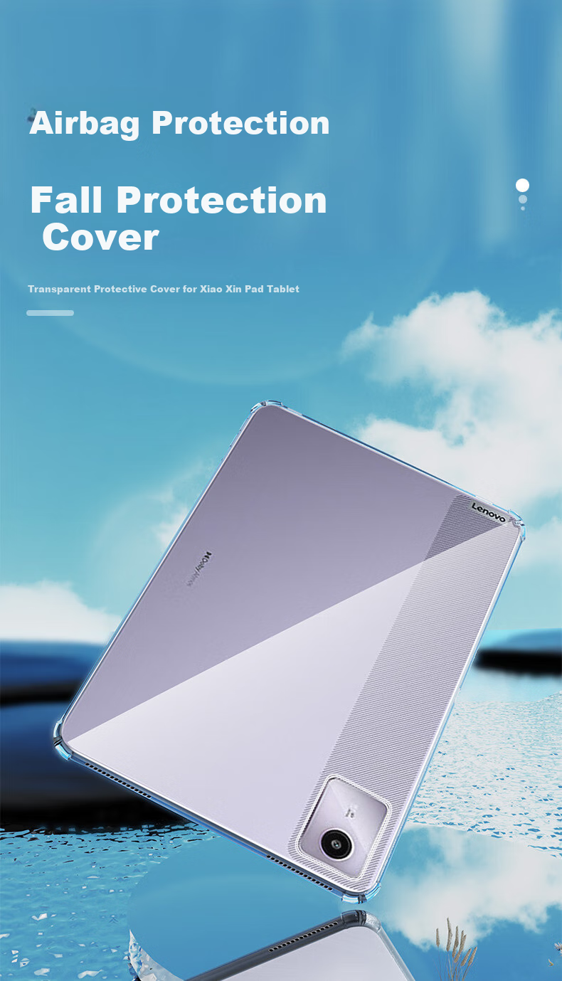 Freeson Protective Case for Lenovo Xiaoxin Pad 2024, 11-Inch Tablet Cover, Full Protection, Shockproof, Four-Corner Airbags, Anti-Collision, Crystal Clear TPU Soft Shell, Transparent 2