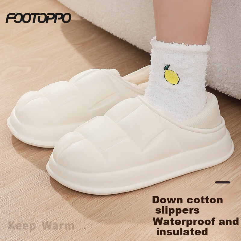 FOOTOPPO Waterproof Cotton Slippers, Maternity Shoes, Autumn And Winter Outdoor Wear, Thick-Soled Non-Slip Slippers, Winter Warm Cotton Shoes, Home Shoes for Me