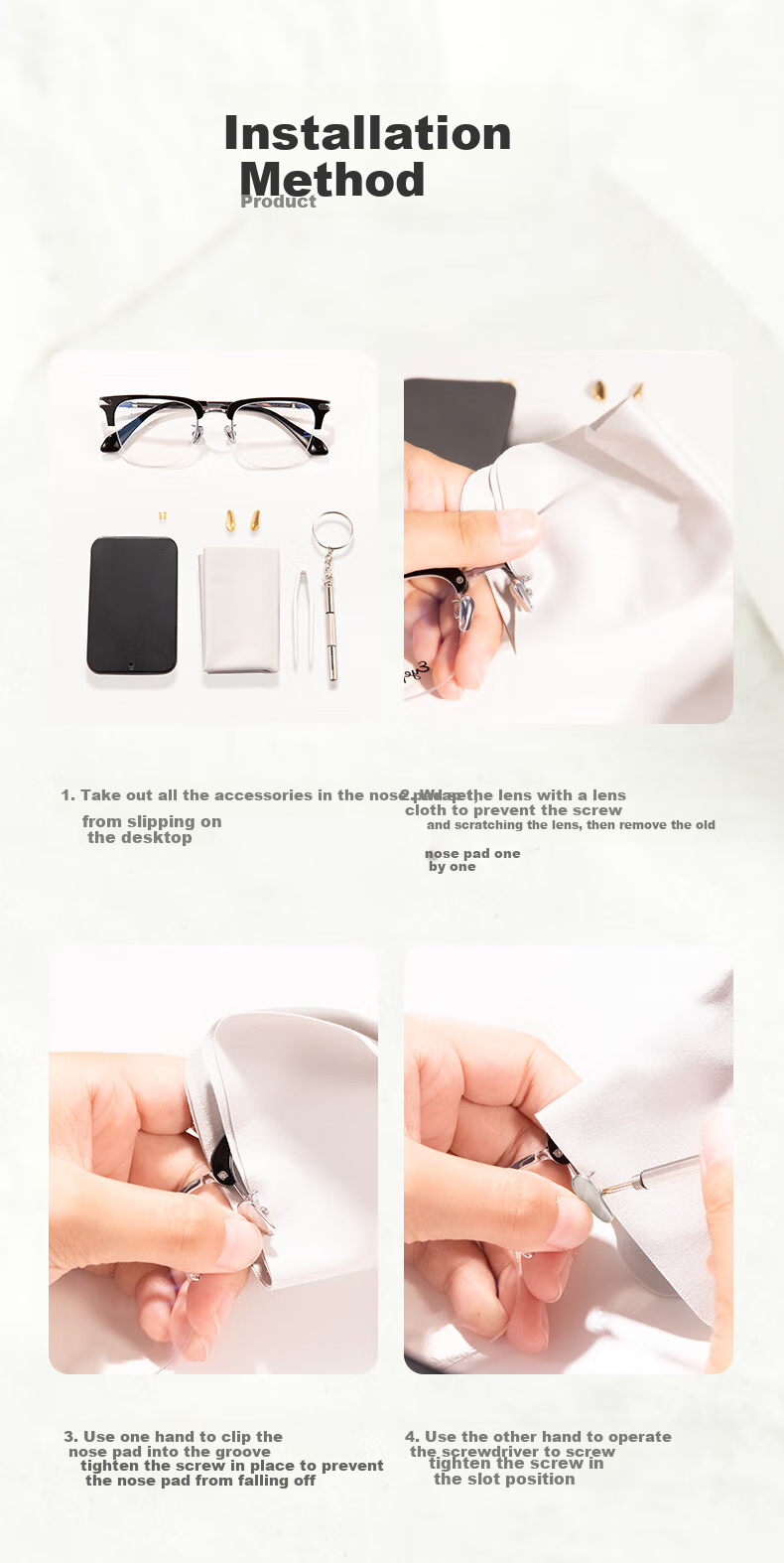 Yanjingbang Titanium Metal Anti-Pressure Mark And Non-Slip Nose Pads, Bridge And Eyeglass Frame Accessories 9