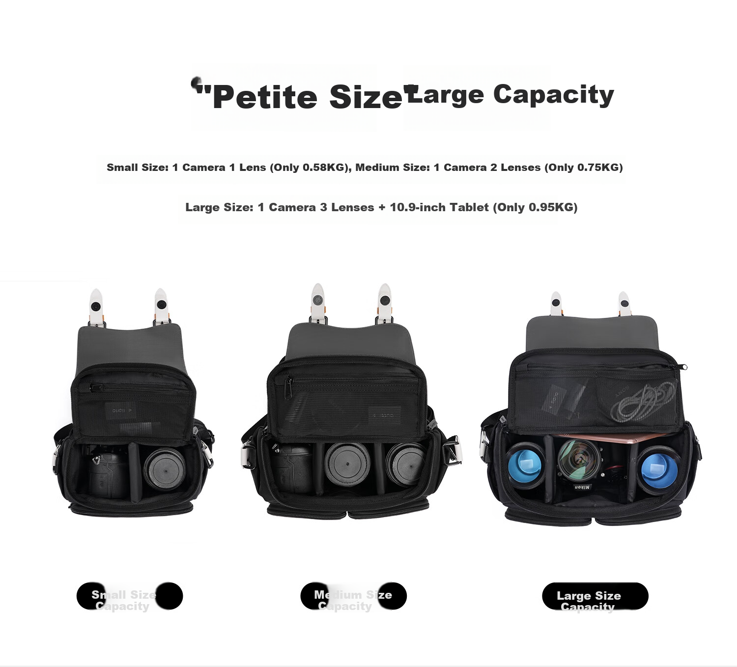 CWATCUN Shoulder Camera Bag, Crossbody Photography Bag, Large Capacity Waterproof Backpack Suitable for Fuji, Sony, Nikon, Cano 5