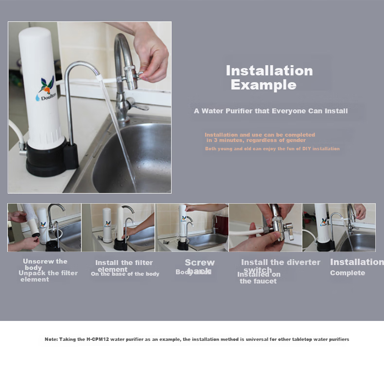 Doulton Water Purifier for Home Direct Drinking, Kitchen Tap Water Filter, Diatomaceous Earth Ceramic Water Purification System, No Wastewater, Washable Ultrafiltration Drinking Water Machine D-CP203 4
