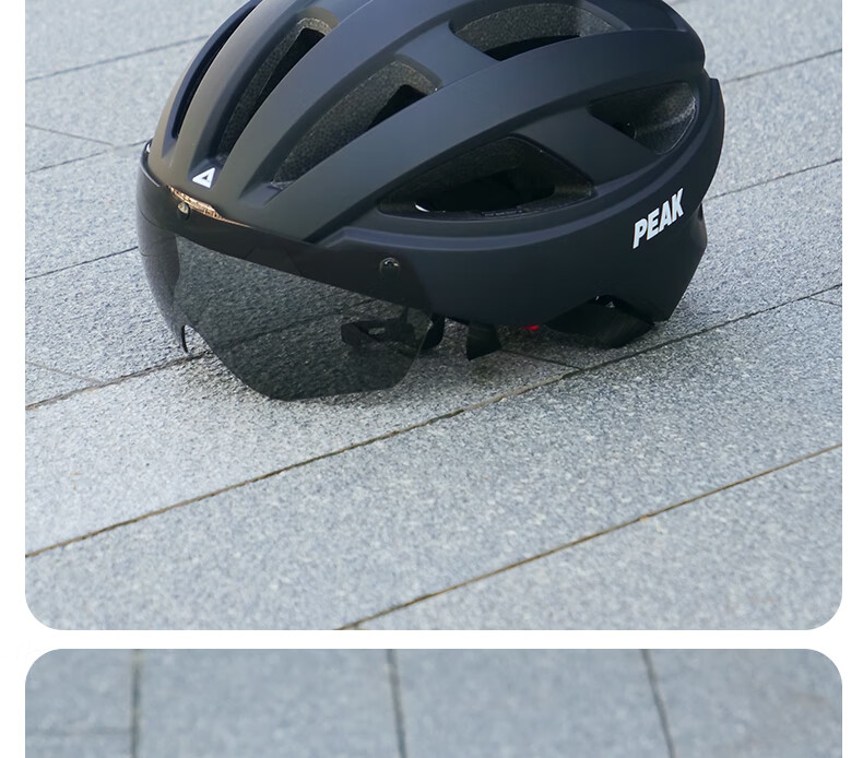 Peak Integrated Cycling Helmet with Goggles Unisex Mountain Road Bike Matte Black 14