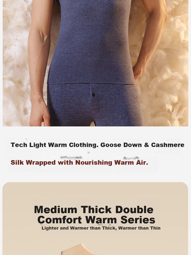 MiiOW down And Silk Thermal Vest for Men, German Down Seamless Heat-Generating Underwear, New Product for 25 Years, Autumn And Winter Inner Wear Base Layer Top 4