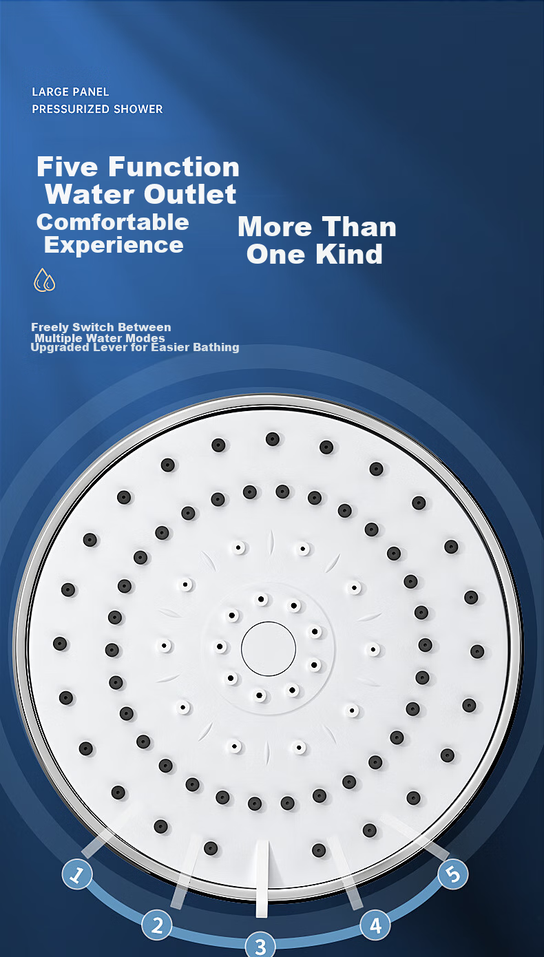 Muvi Shower Head, High-Pressure Shower Sprayer, Round Large Top Spray, Universal Accessory for Shower Systems 6