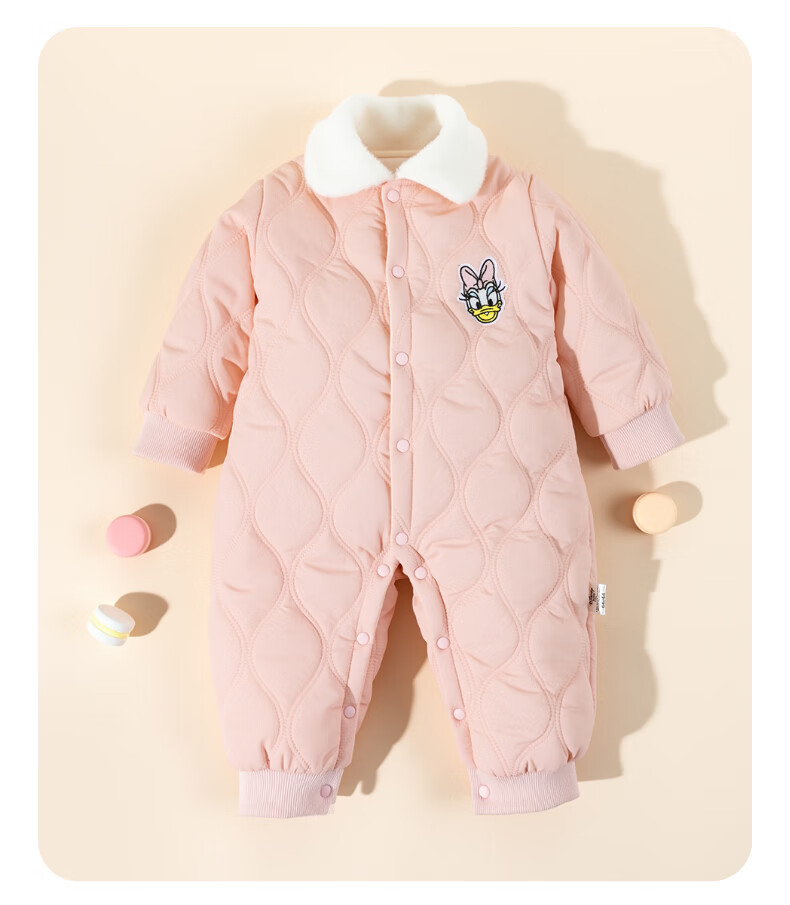 Disney Kids Winter New Cartoon Comfortable Warm Quilted Woven Jumpsuit Romper Light Coffee 90cm 1