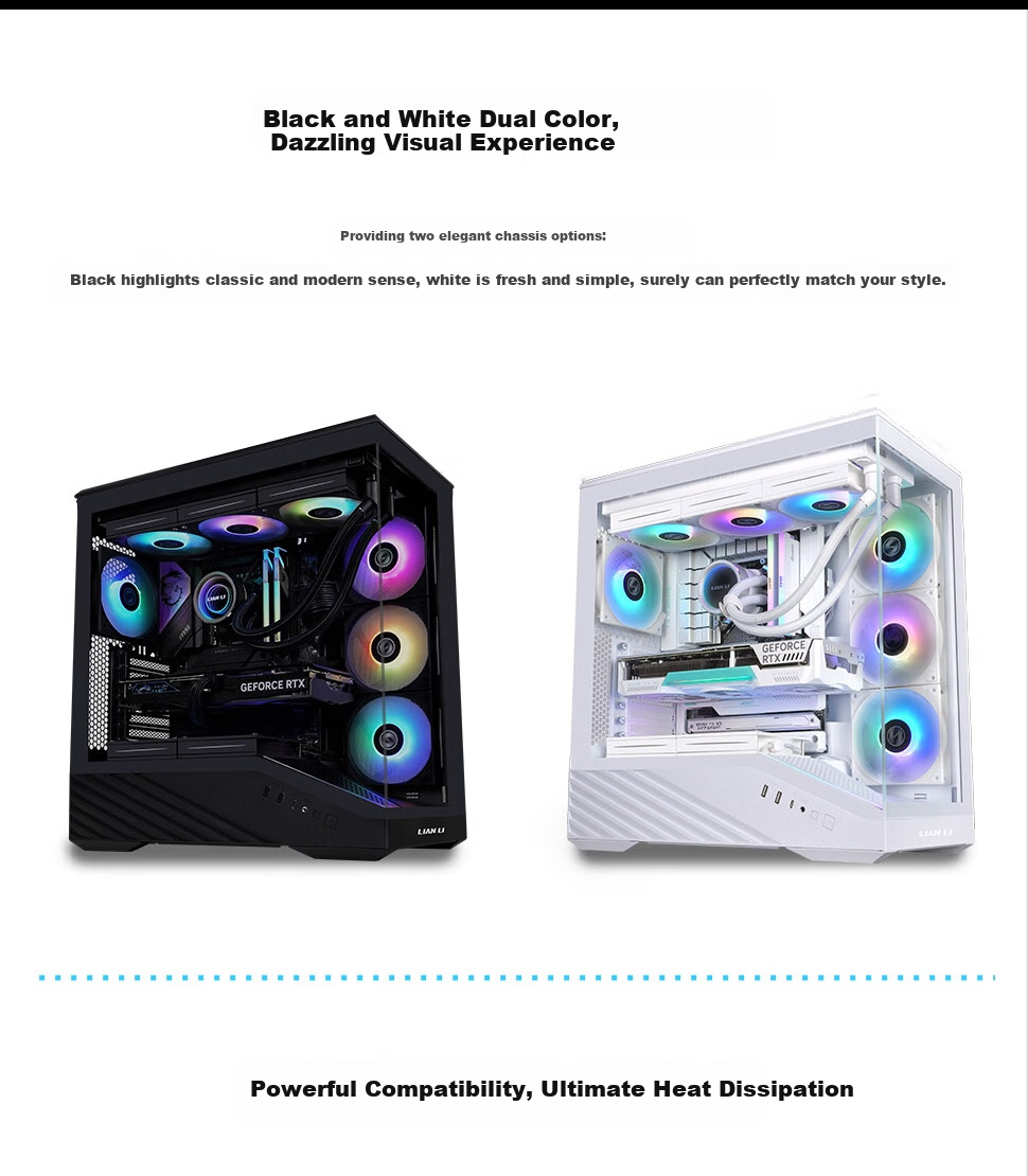 LIANLI Fengyi V100 Computer Case, Seaside View Case, Black / Supports ATX Motherboard / 360mm Water Cooling / Pre-Installed Graphics Card Bracket 1