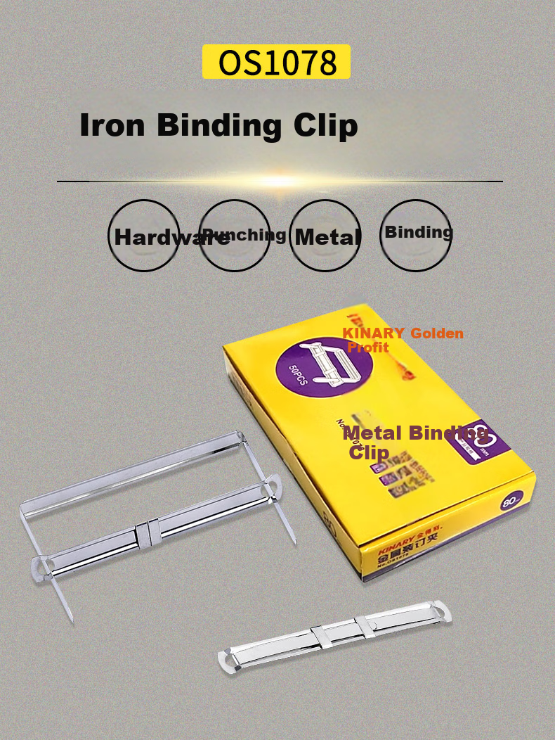 Jindeli, 50 Sets/box, 80mm Durable Metal Ring Binding Clips, Two-Hole Puncher, Simple File Binding Strips, Pressure Strips, 2-Hole Closed Loose-Leaf Fasteners, OS1078 1