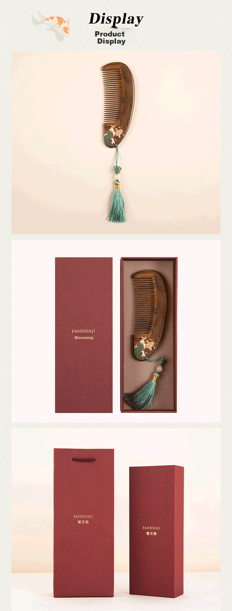 FANHUAJI Wooden Comb Gift Box, Mother's Day, 520, Valentine's Day, Birthday Gift, Confession, Present for Girlfriend, Wife, Female Friends, Souvenir 2