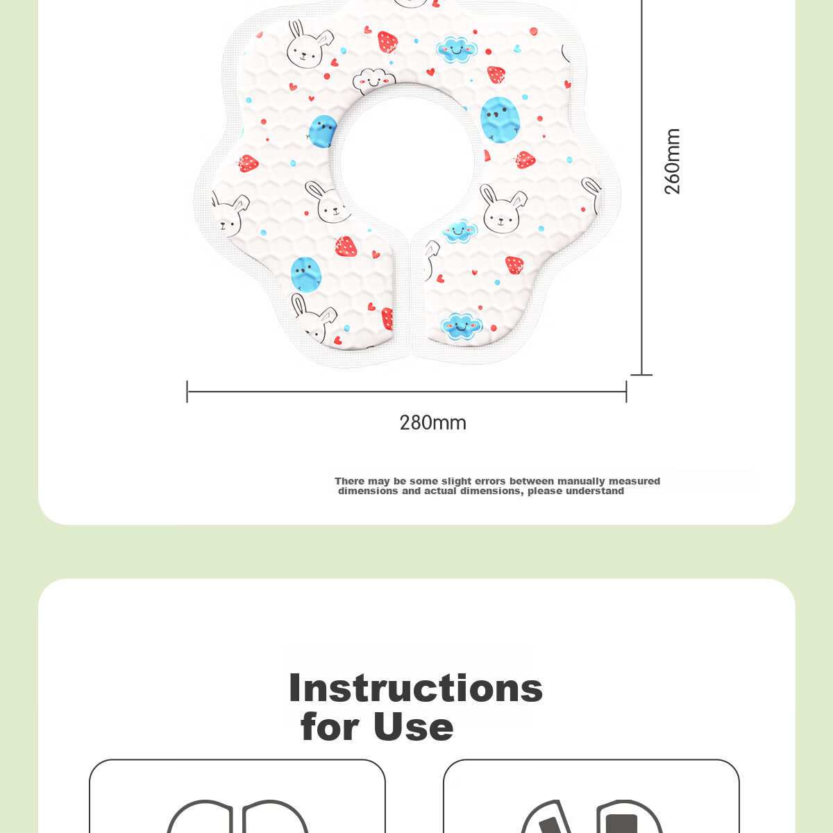 Ankexin Disposable Drool Bibs, Baby Bibs, Newborn No-Wash Bibs, Enlarged Inner Diameter, Food Bibs, 40 Pieces, Rabbit Desig 17