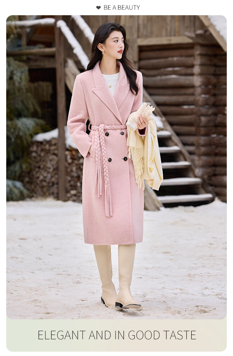 Bailuyu Wool Double-Faced Coat with Suit Collar, Straight Slim Fit, Winter 2025 New, Dark Gray, Women's M 5