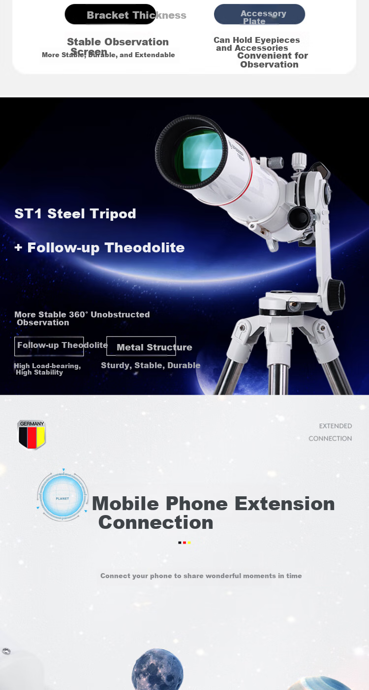 Bresser Astronomical Telescope for Children And Students to Observe Stars And Moon, Professional-Grade Astronomical AR102/660 New Year Gift 7
