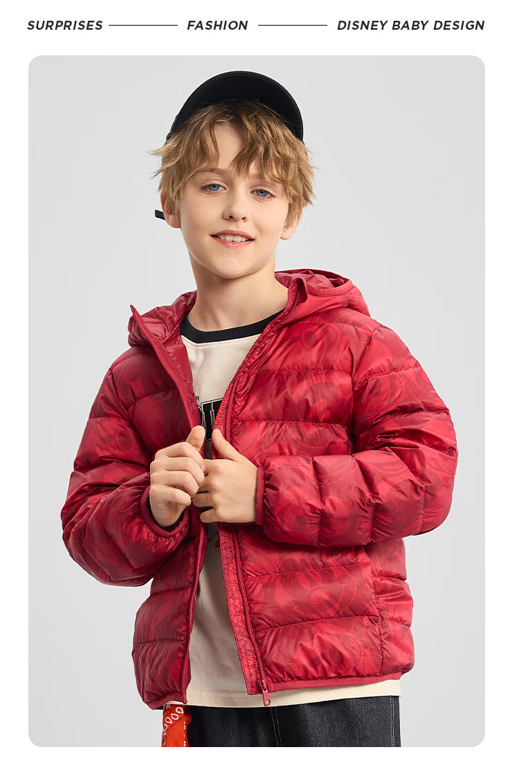 Disney Kids Lightweight Down Jacket 2025 New Autumn Winter Boys Girls Hooded Warm Sports Coat 5