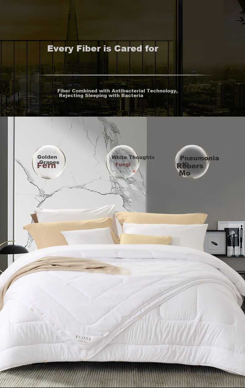 FUANNA Comfortable Seven-Hole Antibacterial Fiber Quilt, Pure Cotton Fabric, Winter Comforter, 7 Jin (3.5 Kg), 203*229cm, White 3