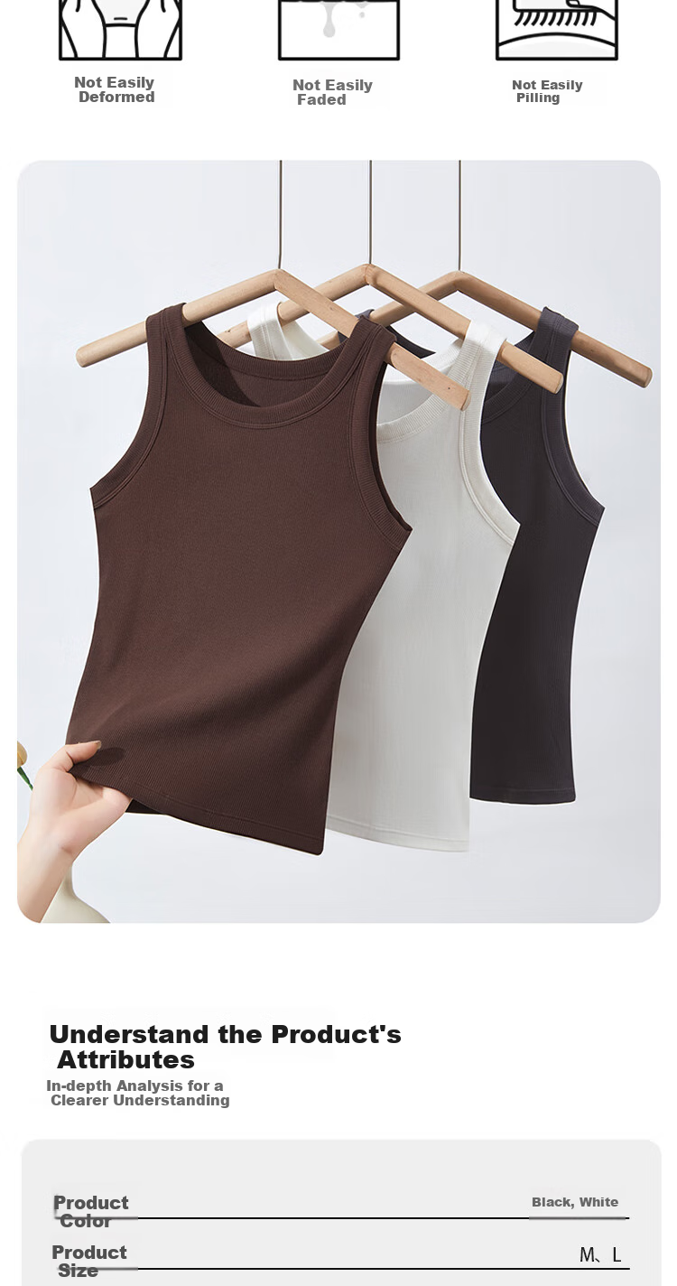 GUJIN Sleeveless Camisole Tank Top Knit Sweater Elegant Inner Wear Can Be Worn Alone Or As Undershirt Cotton No Chest Pads 12