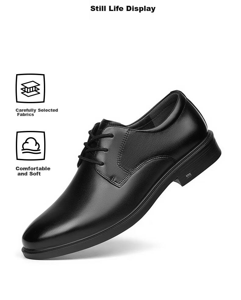 HLA Men's Leather Shoes, Wedding Shoes, Top-Grain Leather Shoes, Men's Formal Business Casual Shoes, T192 Black Size 43 2