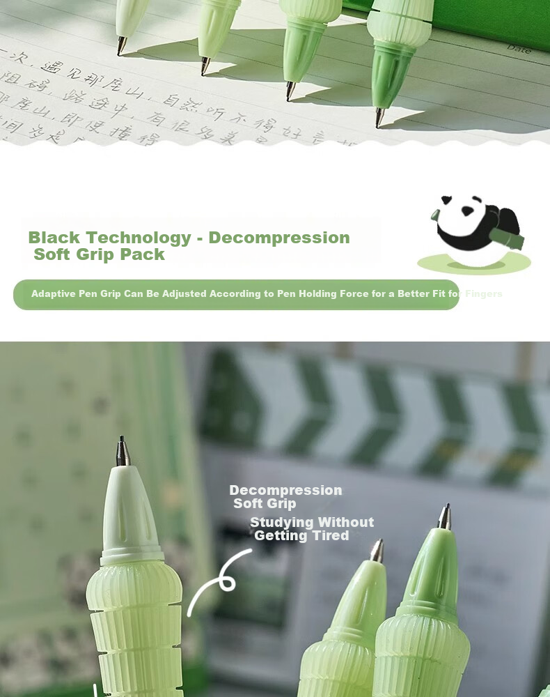LOPET Panda Flower Automatic Pencil, Elementary School Student Hand Protector, High-Tech Ultra-Soft Grip, Writing Without Fatigue, 0.5mm Buffer, Anti-Breaking Lead, Drawing Pencil LT-7026 1