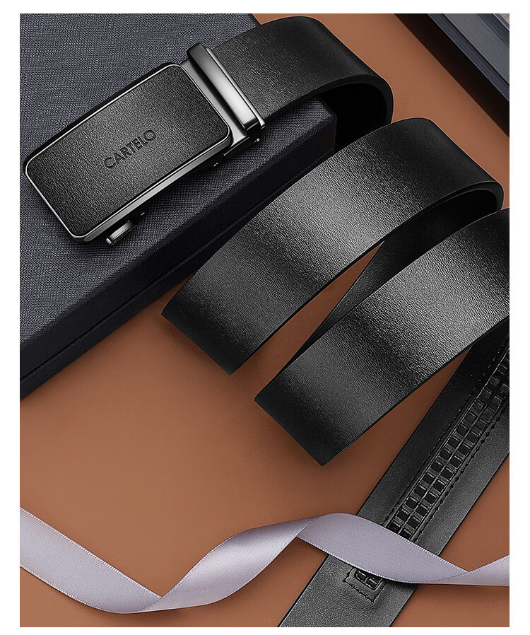 CARTELO Men's Leather Belt Vintage Automatic Buckle Business Casual Korean Style Versatile Waist Belt Gift 14