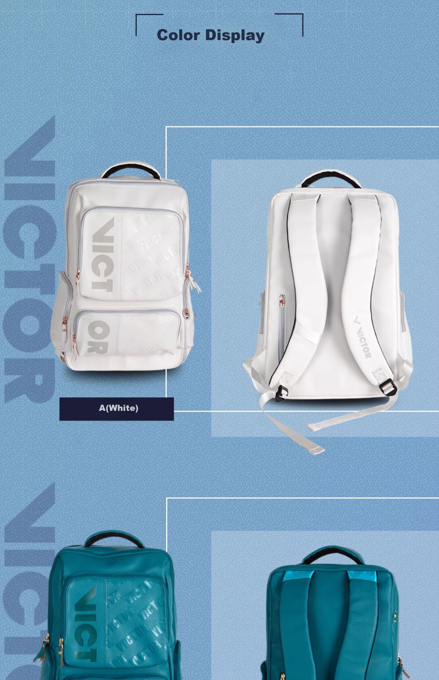 VICTOR Badminton Bag, Large Capacity Backpack, Racket Compartment, Sports Badminton Racket Bag, BR5013, Light Pink 7