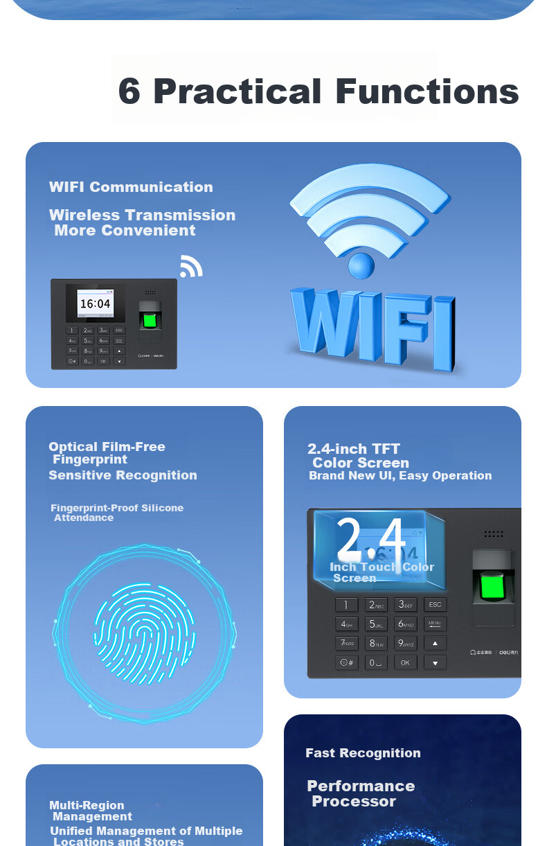 Qiyeweixin Attendance Machine, Visible Light Dynamic Facial Recognition Cloud Attendance, Deli Co-Branded D5S Model, Simultaneous Multi-Person Facial Recognition Punch-In Machine, All-In Face Scanning Attendance Device for Work And School 2
