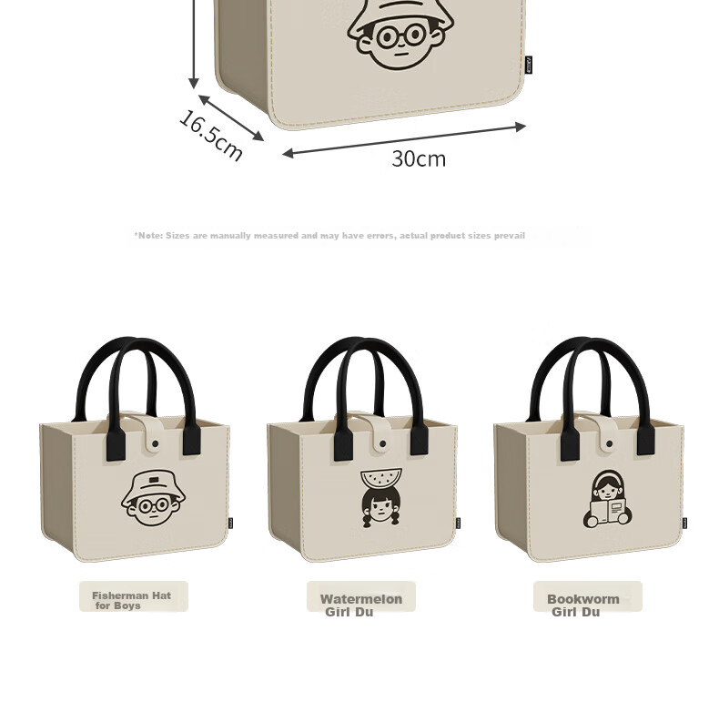 Siwangongli Felt Handbag, Portable Commuter Tote Bag, Canvas Bag, Simple College Student Shopping Storage Bag, Large Capacity Gift Bag 4