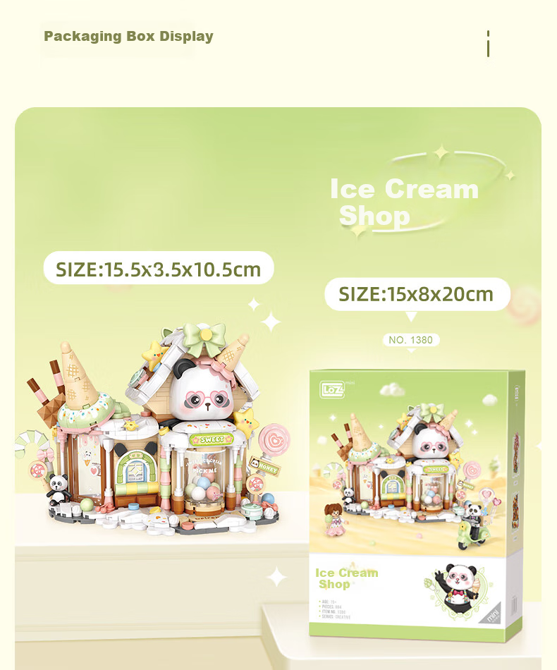 Loz Building Blocks, Panda Street View Store, Boys And Girls Children's Mid-Autumn Festival Gift, Gift 1380 Ice Cream House 7