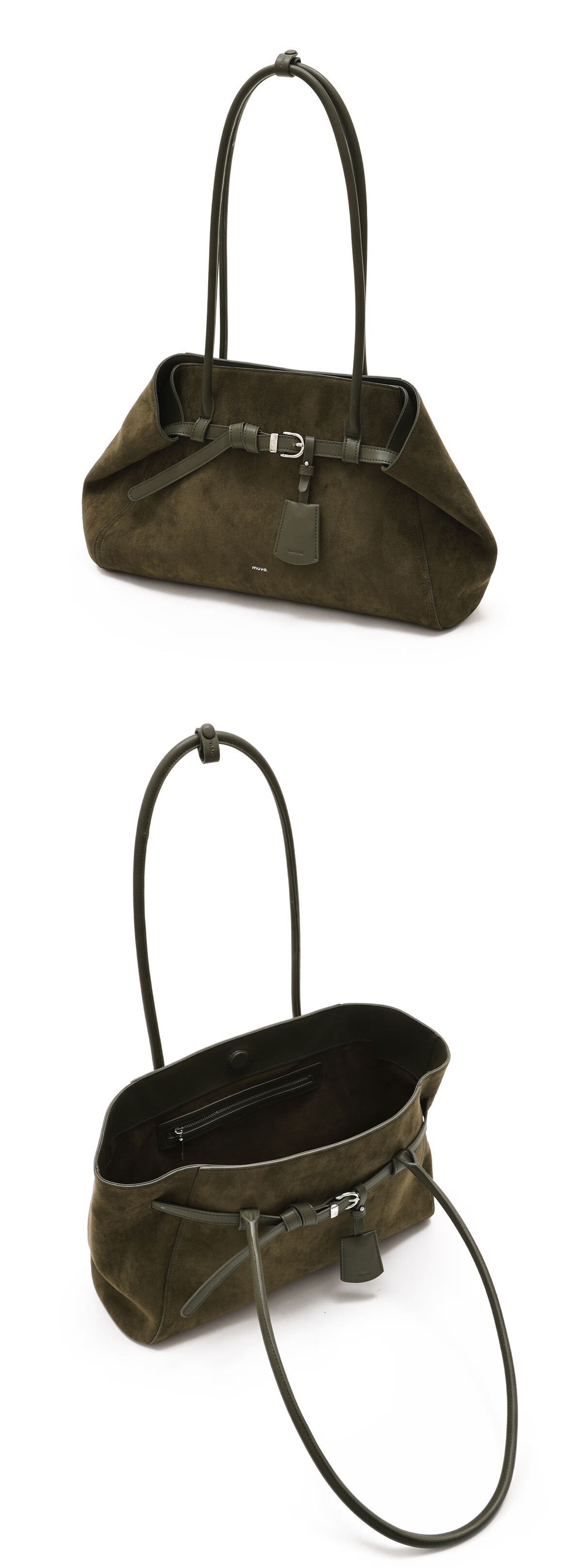 MUVA Folded Ear Large Capacity Women's Shoulder Bag New Commuter Tote Underarm Bag Caramel Brown 18