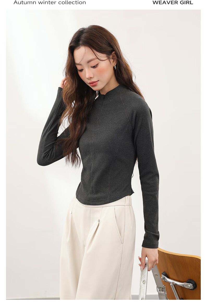 MJ STYLE Colorblock Half Turtleneck Thin Fleece Base Shirt Women 2026 Autumn Winter New Half-Zip Stand Collar Waist Slimming Long Sleeve Top 4