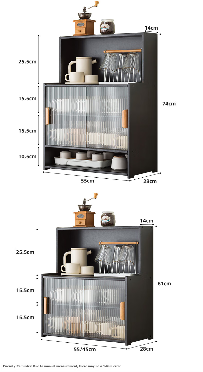 Laozhujiang Multi-Layer Desktop Cup Holder, Kitchen Countertop Storage Rack, Water Cup Organizer Cabinet, Tableware Storage Shelf, Table Seasoning Rack, 45cm Long 25