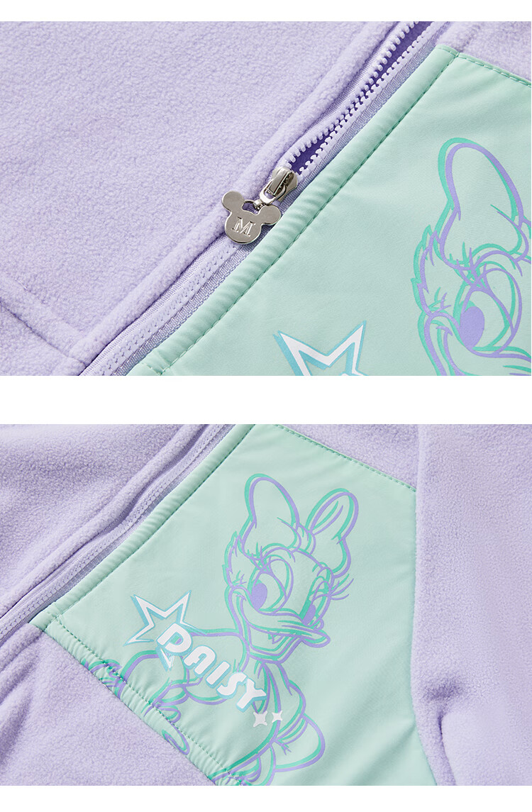 Disney Boys' Fleece Jacket Girls' Loose Warm Donald Duck Reversible Fleece Jacket Army Green 140 5