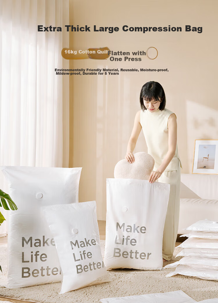 JD JZ Vacuum Storage Bag Moving Packing Bag Compression Bag for Quilts Clothes 20 Pieces [Electric Pump] 1