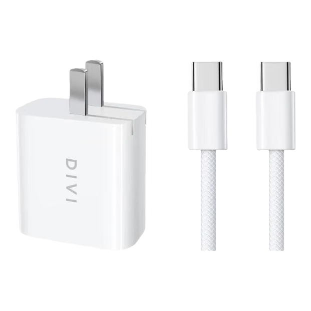 DIVI Apple 20W Charger Set GaN Fast Charger Lightning Cable for iPhone 14 Pro Max/13/12/11 Original Genuine 1m Data Cable