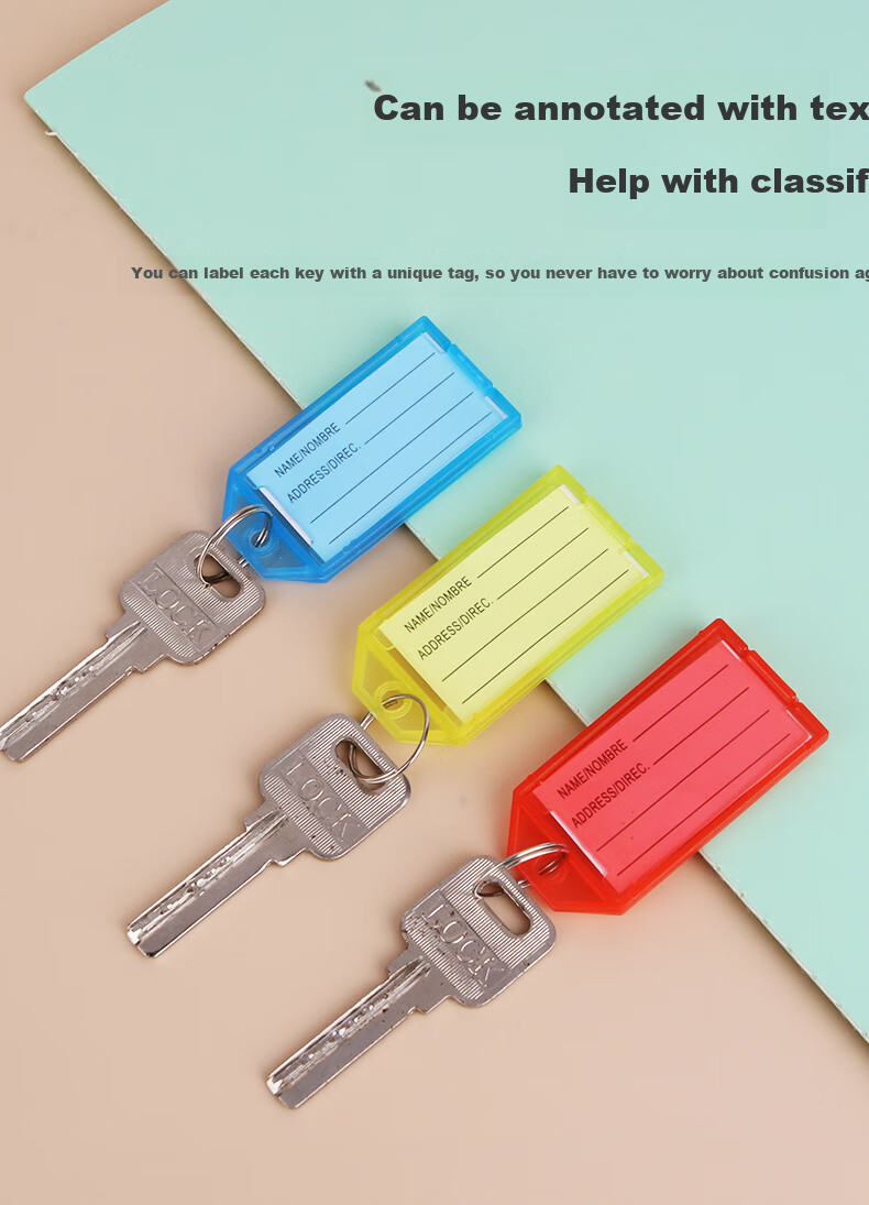 Youbili Transparent Key Tags, Thickened Handheld Key Number Tags, Classification Management Key Rings, Hotel Landlord Large Key Pendants, 25 Pieces/Tube, 8112 Gree 5