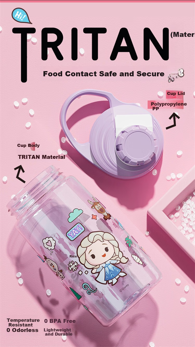 Dishini Straw Cup for Students And Children, Women's Summer Tritan Plastic Portable High-Temperature Resistant Water Bottle, 600mL, Stitch Desig 3