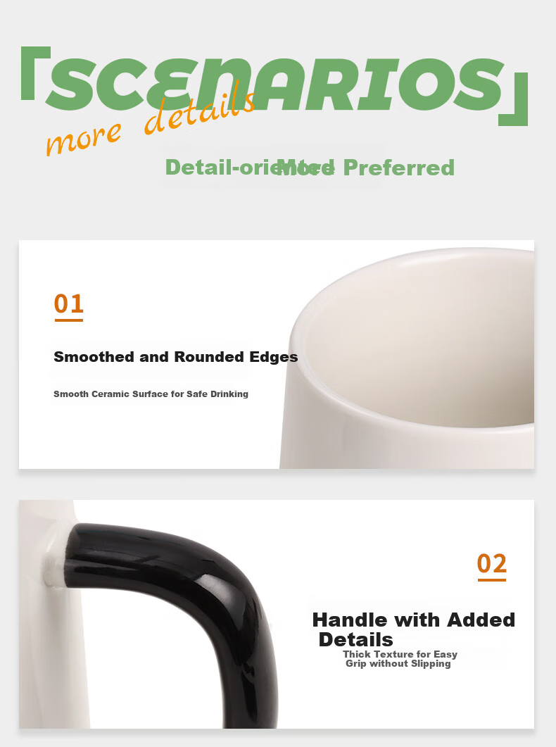 BJ Mug, Coffee Cup, Milk Cup, Breakfast Cup with Spoon And Lid, Large Capacity Water Bottle for Men And Women, 420ML 7