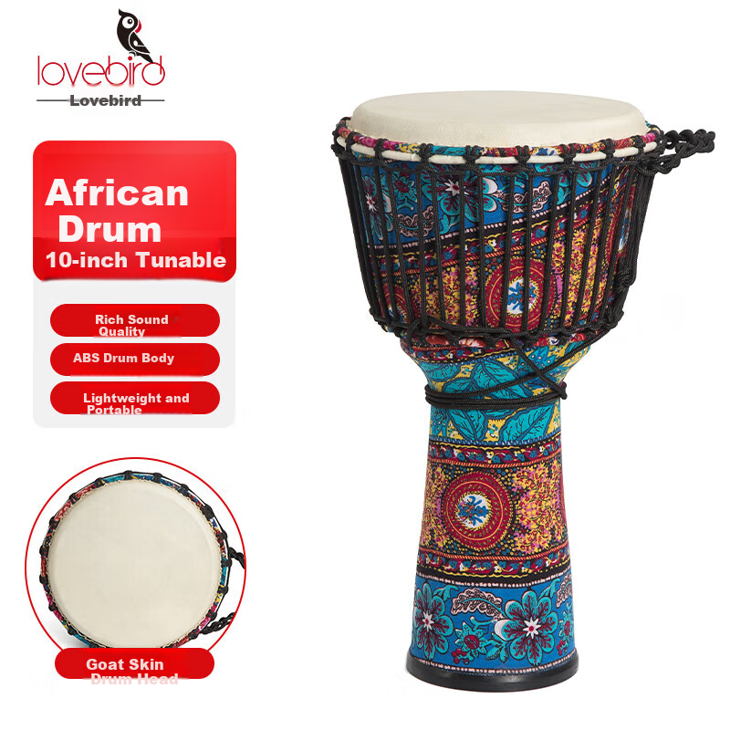 Xiangsiniao African Drum, Professional Performance And Grading Practice Hand Drum, Adjustable Tuning 10-Inch Goatskin Painted Hand Drum