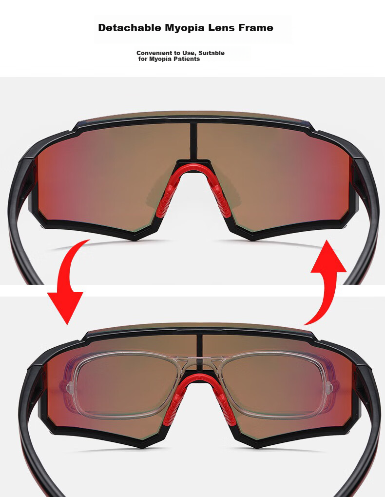 DRATRA Cycling Glasses for Men And Women, Nearsighted Sunglasses with Polarized Lenses, Windproof Outdoor Goggles for Road And Mountain Bikes 2