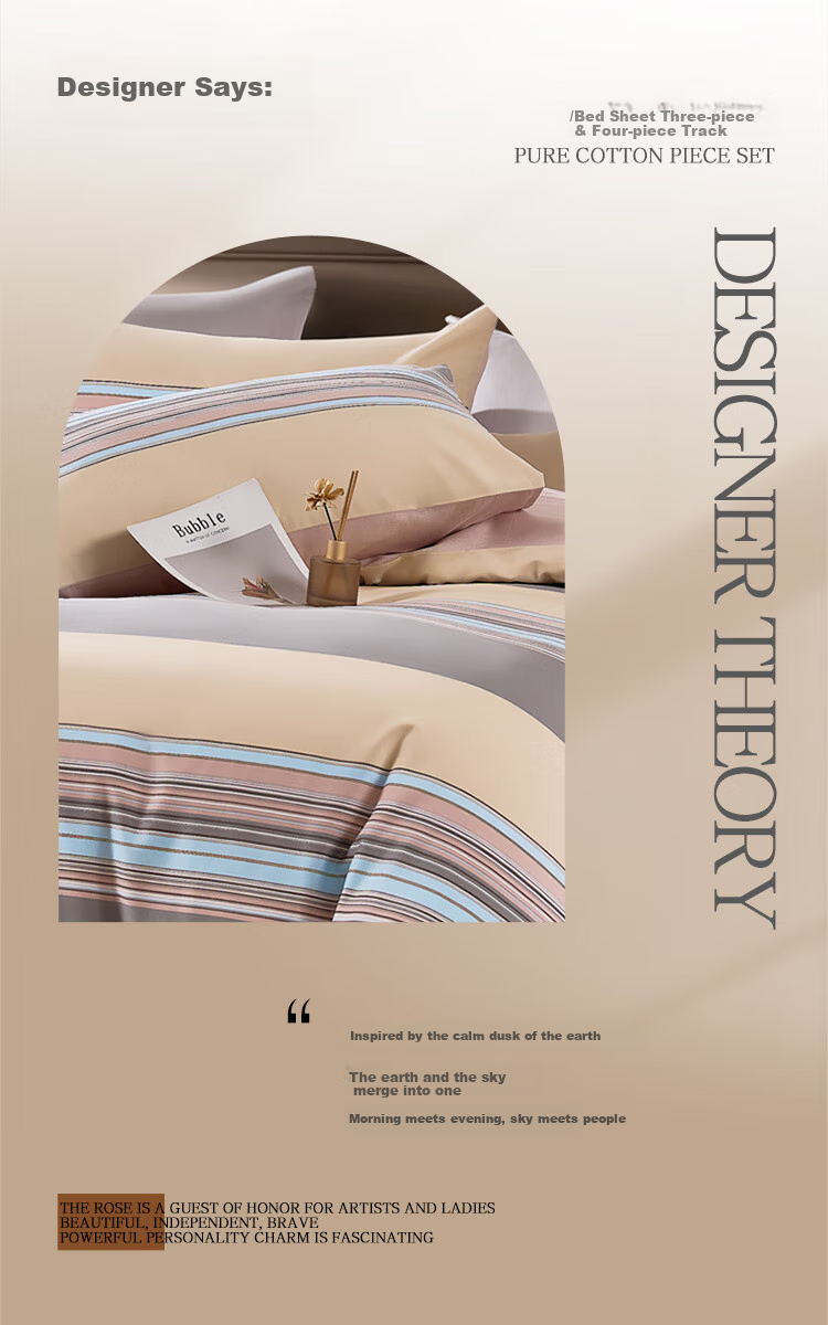 FUANNA Bedding Set, 100% Pure Cotton, Includes Bed Sheet And Duvet Cover, for King Size Bed, 230×229cm, Trajectory Patter 3