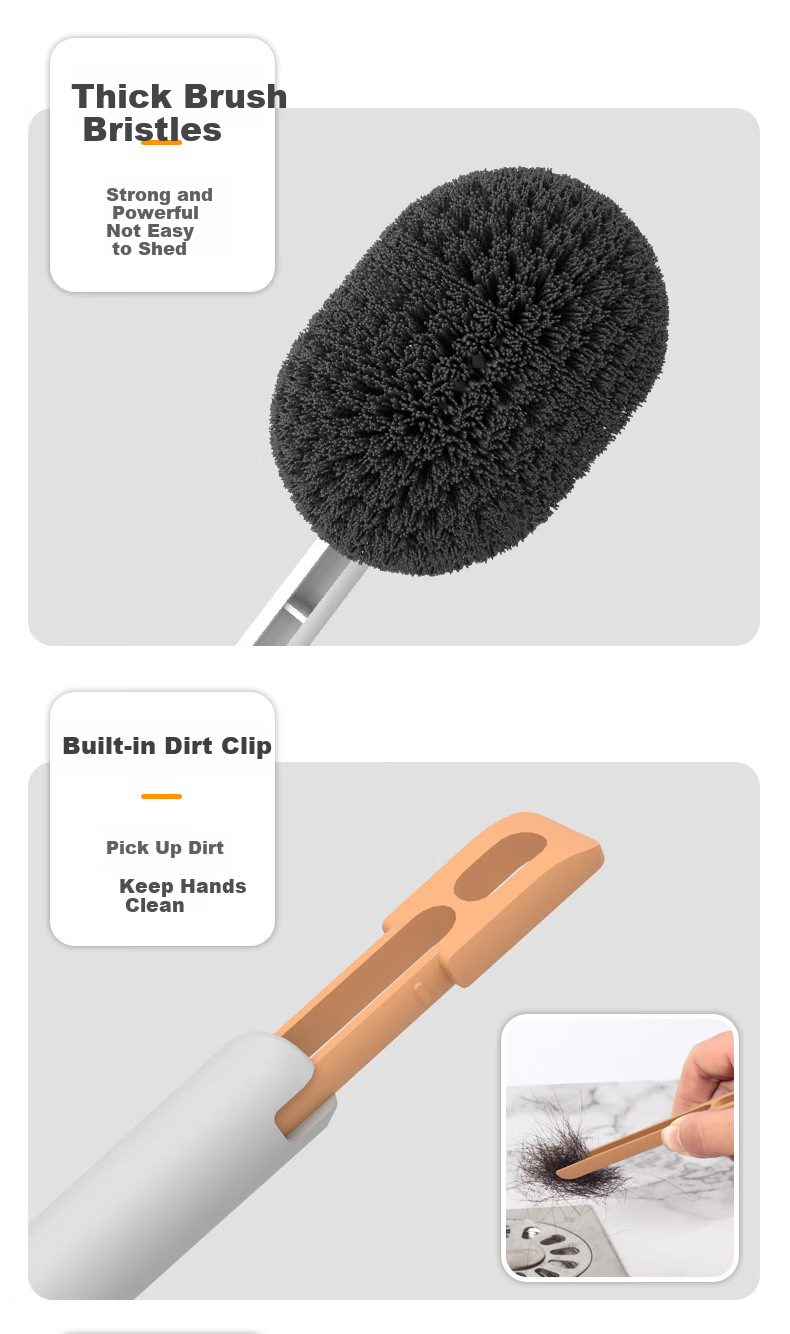 Aimeiya Toilet Brush, Bathroom Cleaning Brush, Long-Handled Wall-Mounted Toilet Cleaner with Base, Gray 4