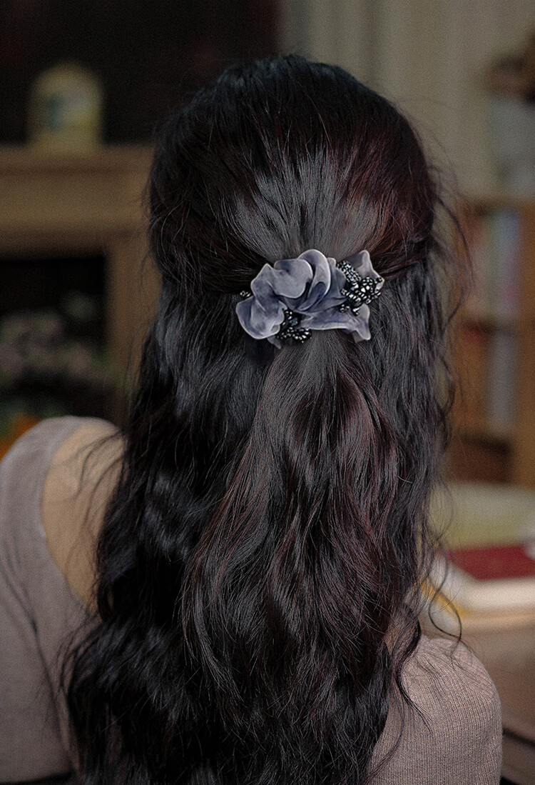 Xiangwan Elastic Hair Tie Scrunchie Mesh Flower Hair Band High Elasticity Hair Rope Birthday Gift for Women 11