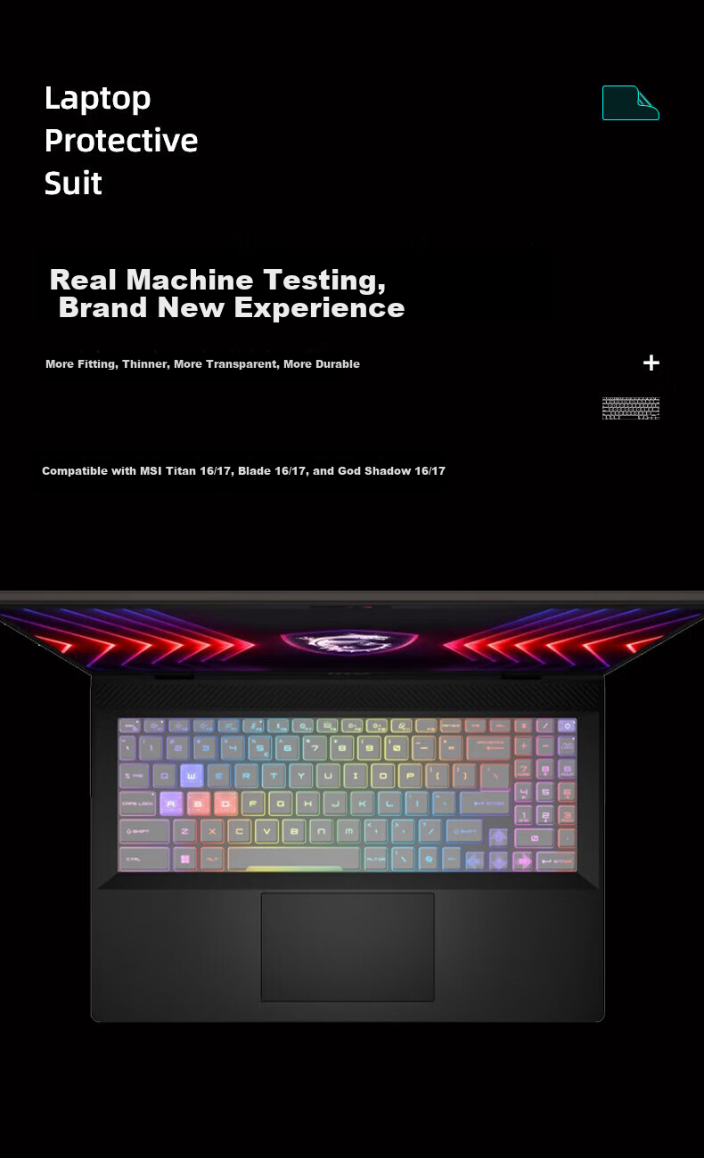 Jiasu Keyboard Protector for MSI Leiyin 17 + Anti-Blue Light Screen Protector, 17.3-Inch Laptop Anti-Blue Light Screen Protective Film Set, Eye-Friendly And Easy to Apply 1