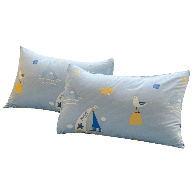 Grace 100% Cotton Class A Pillowcase 7A Antibacterial Fabric Sweat-Absorbent Pillow Cover Yunfan Little Bear Pair 48*74cm