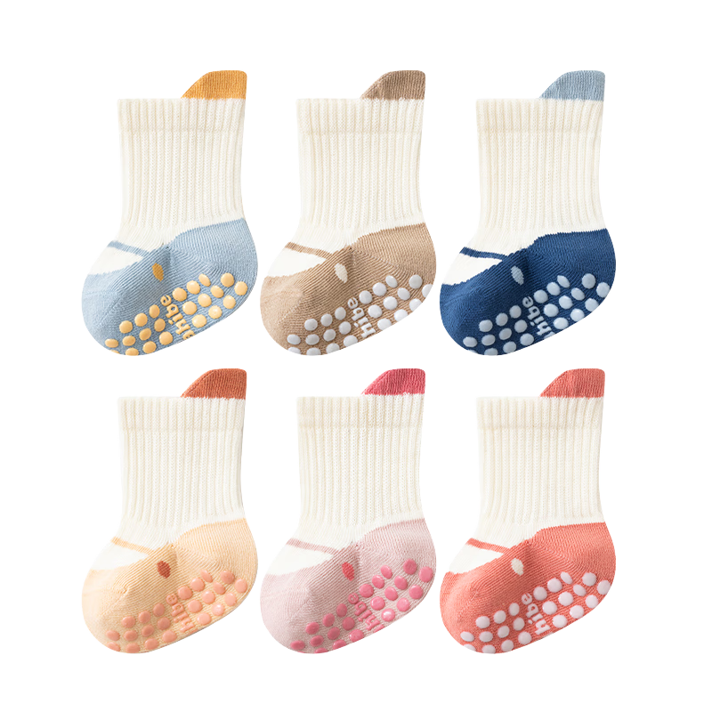 Five Cotton 3 Pairs Baby Floor Socks Autumn Winter Non-Slip Children's Socks Cotton Seamless Infant Toddler Socks