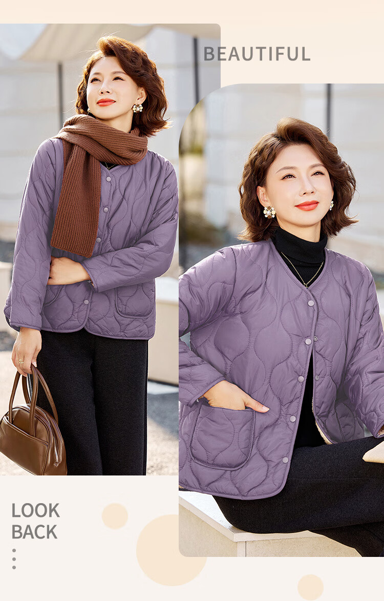 Past Winter New Fleece-Lined Warm Cotton Jacket Fashionable Homewear Thick Mom's Cotton Coat Black 2XL 3